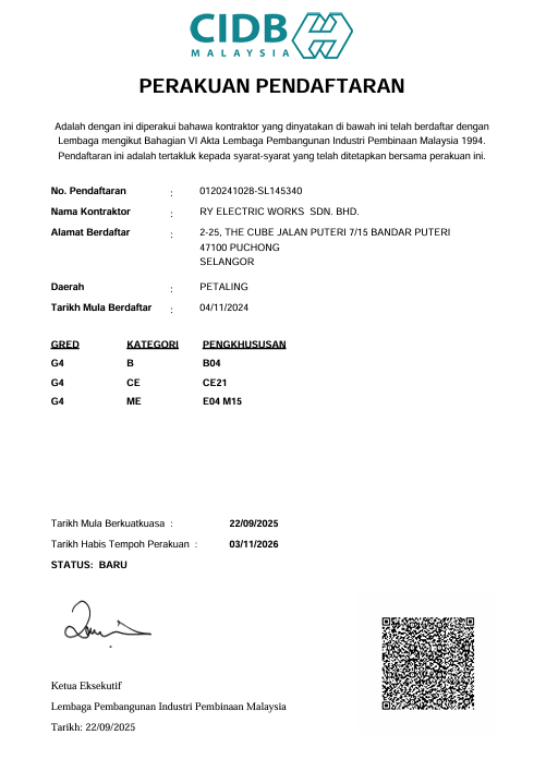 Construction Contractor Registration Certificate
